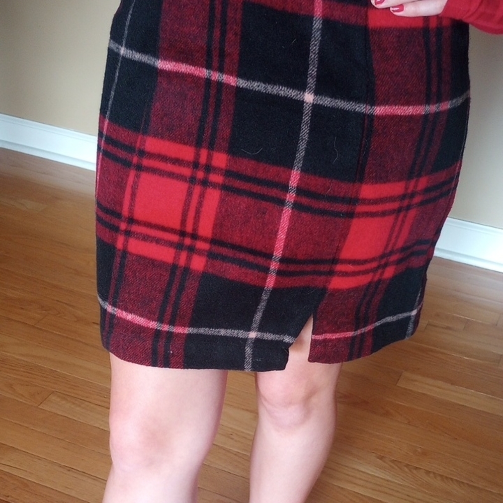 Red Plaid Dress - Classic Plaid Layering Piece - Picture 3 of 12
